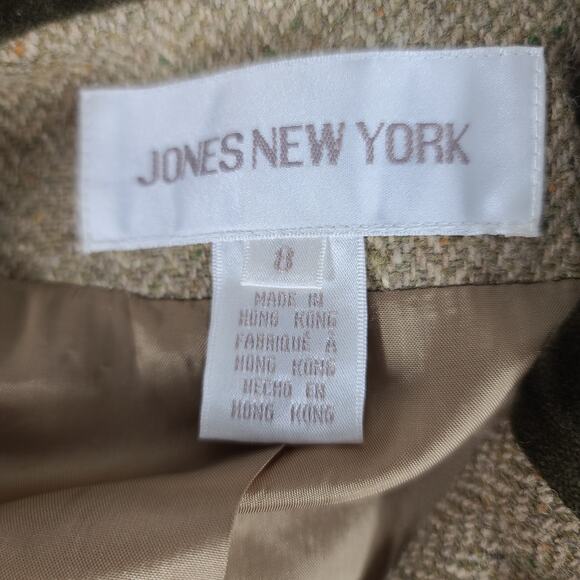 Jones New York Tan Green Tweed Silk Wool Blend Vintage Blazer Jacket  Coat  8 - Picture 4 of 5